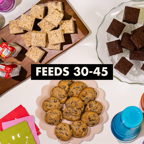 catering platter with "feeds 30-45" text overlay