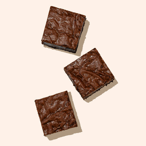 trio of fudgy brownies
