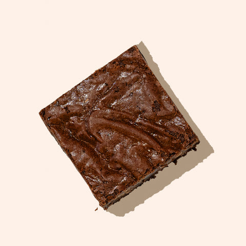 overhead shot of fudgy brownie