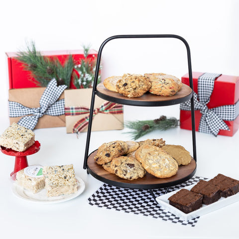 holiday box with assorted cookies, browneis, and RKTs