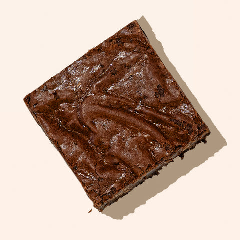 overhead shot of fudgy brownie